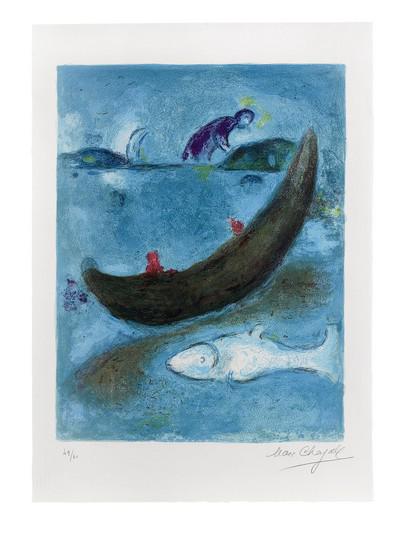 Marc Chagall (Russian/French, 1887-1985) Le Dauphin Mort et les Trois Cents Ecus, from Daphnis e...: Marc Chagall (Russian/French, 1887-1985) Le Dauphin Mort et les Trois Cents Ecus, from Daphnis et Chloé (Mourlot 338; Cramer books 46) Lithograph in colours, 1961, on Arches wove paper, signed an