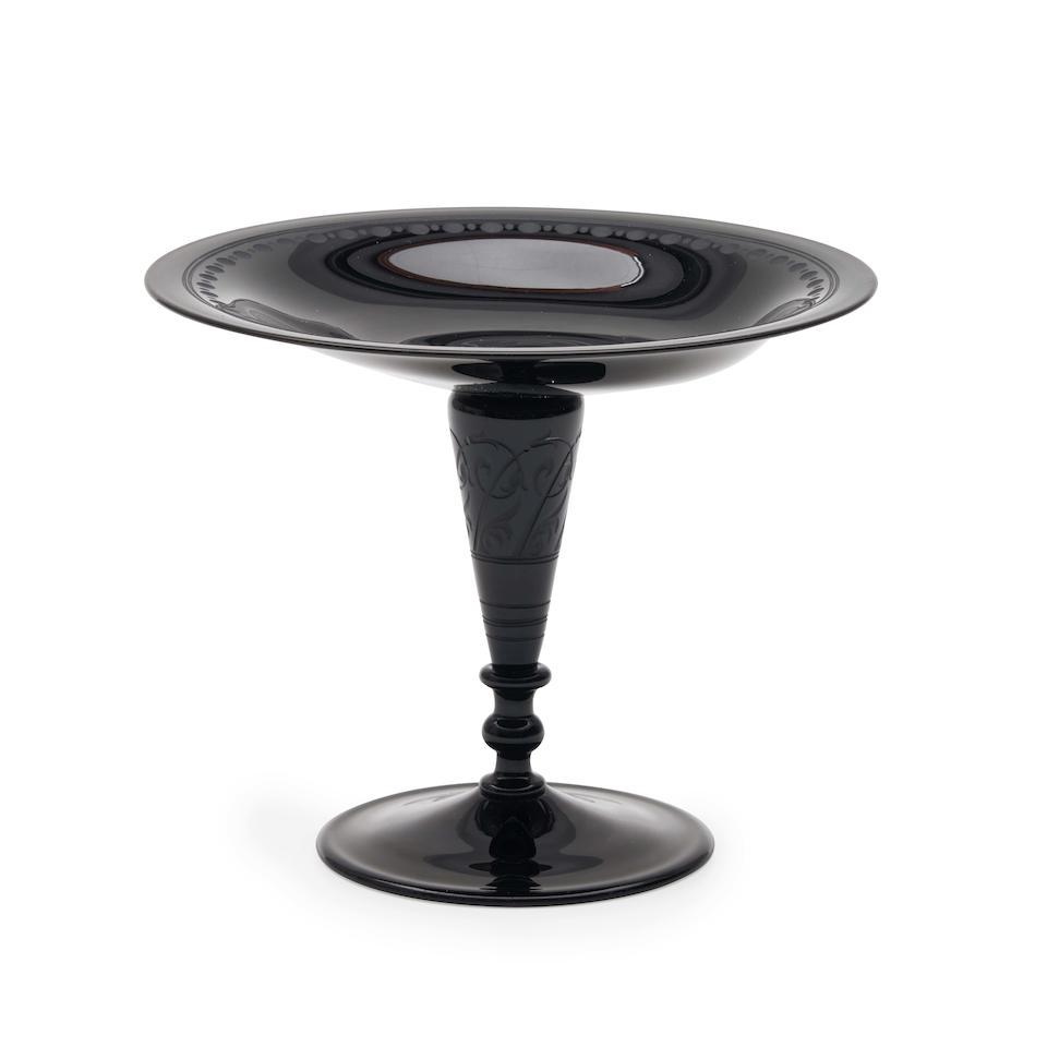 Steuben Mirrored Black Glass Compote (1 of 1)