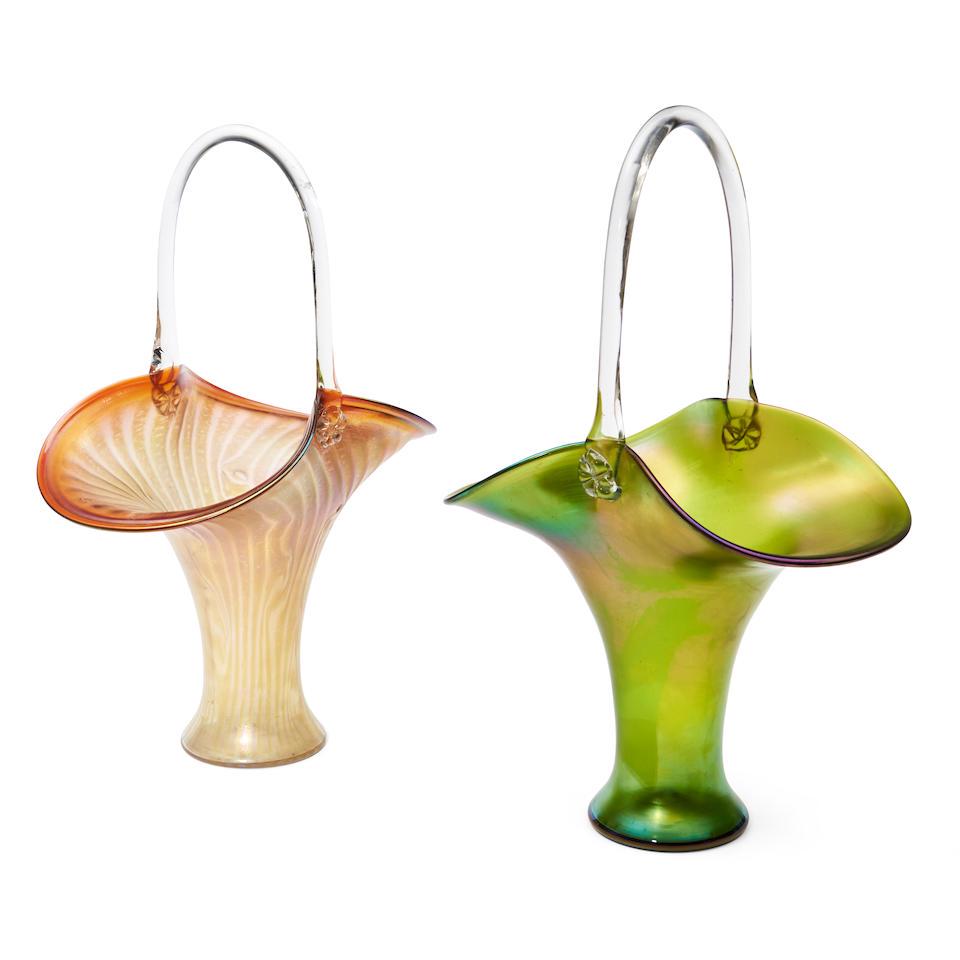 Two Iridescent Art Glass Baskets Attributed to Loetz (1 of 1)