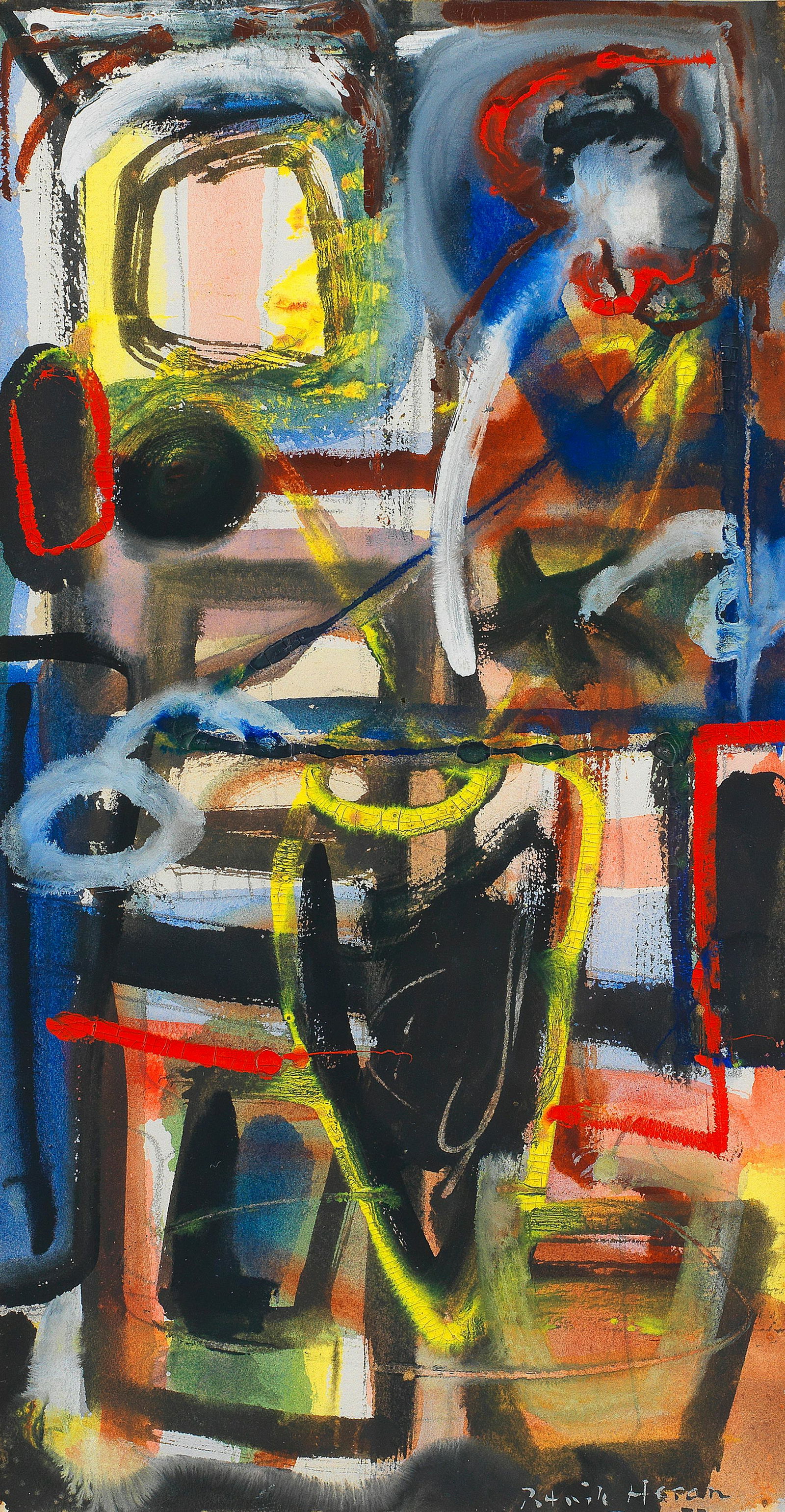 Patrick Heron (British, 1920-1999) FLOWERS IN A WINDOW : OCTOBER 1952 28 x 14.4 cm. (11 x 5 5/8 ...: Patrick Heron (British, 1920-1999) FLOWERS IN A WINDOW : OCTOBER 1952 signed and dated 'Patrick Heron/52' (lower right) pencil, watercolour and gouache 28 x 14.4 cm. (11 x 5 5/8 in.) Footnotes: Proven