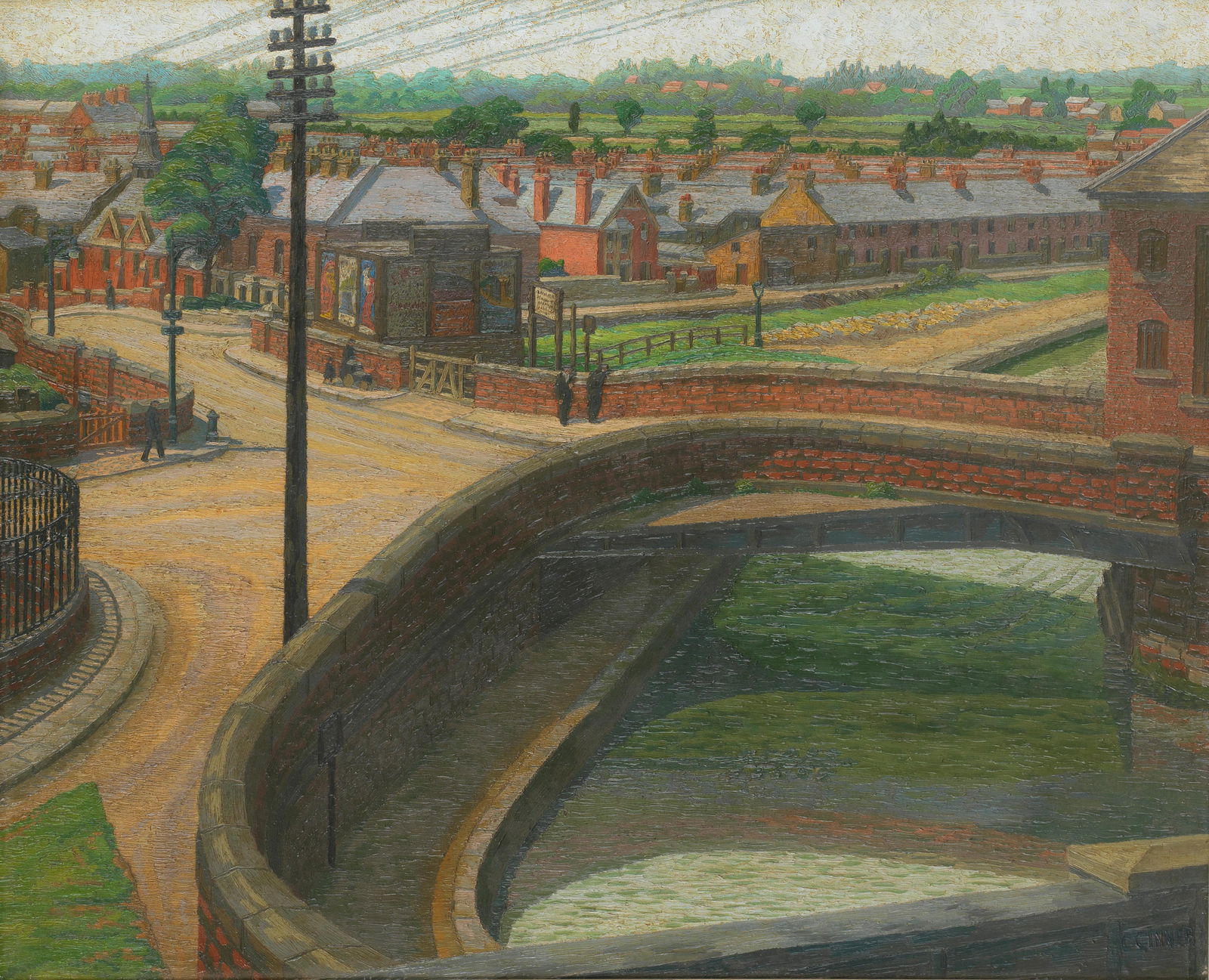Charles Ginner A.R.A. (British, 1878-1952) Cambrian View, Chester 56 x 68.8 cm. (22 x 27 in.) (P...: Charles Ginner A.R.A. (British, 1878-1952) Cambrian View, Chester signed 'C.GINNER' (lower right) oil on canvas 56 x 68.8 cm. (22 x 27 in.) Painted in 1934 Footnotes: Provenance The Artist, from w