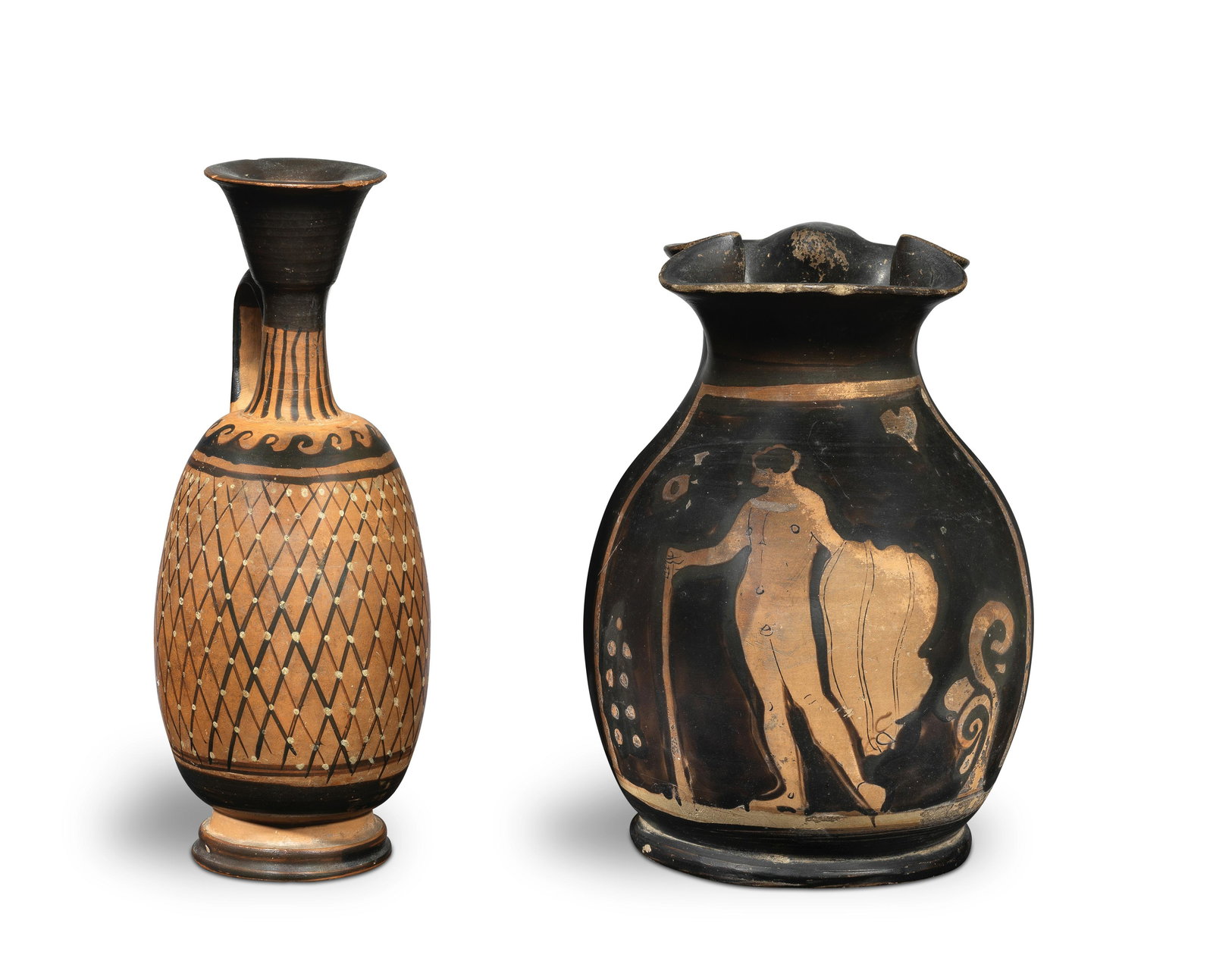 A Greek pottery 'net' lekythos and an Apulian red-figure chous 2 (1 of 1)