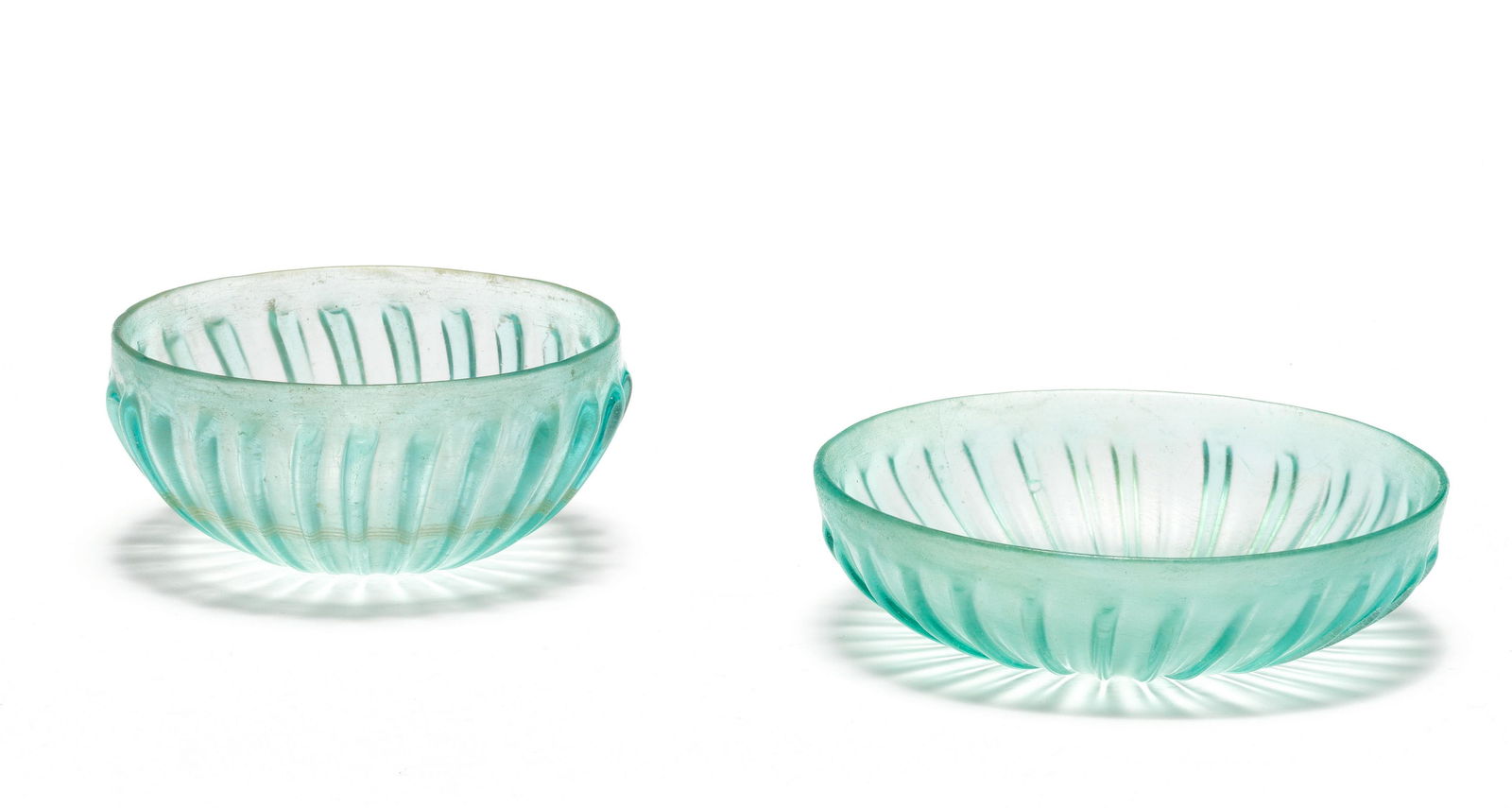 Two Roman pale blue-green glass ribbed bowls 2 (1 of 1)