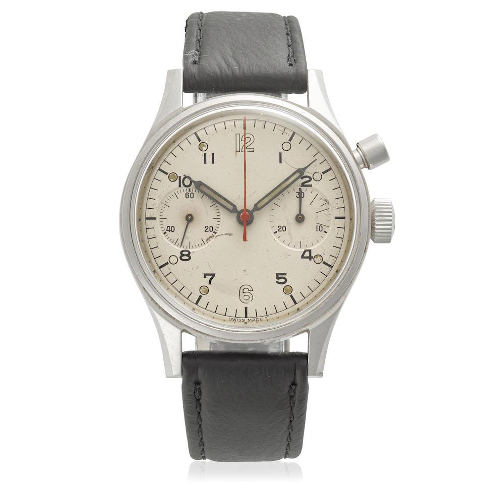 BREITLING. A STAINLESS STEEL CHRONOGRAPH WRISTWATCH D.N.D. RCAF Chronograph, c. 1965 (1 of 1)