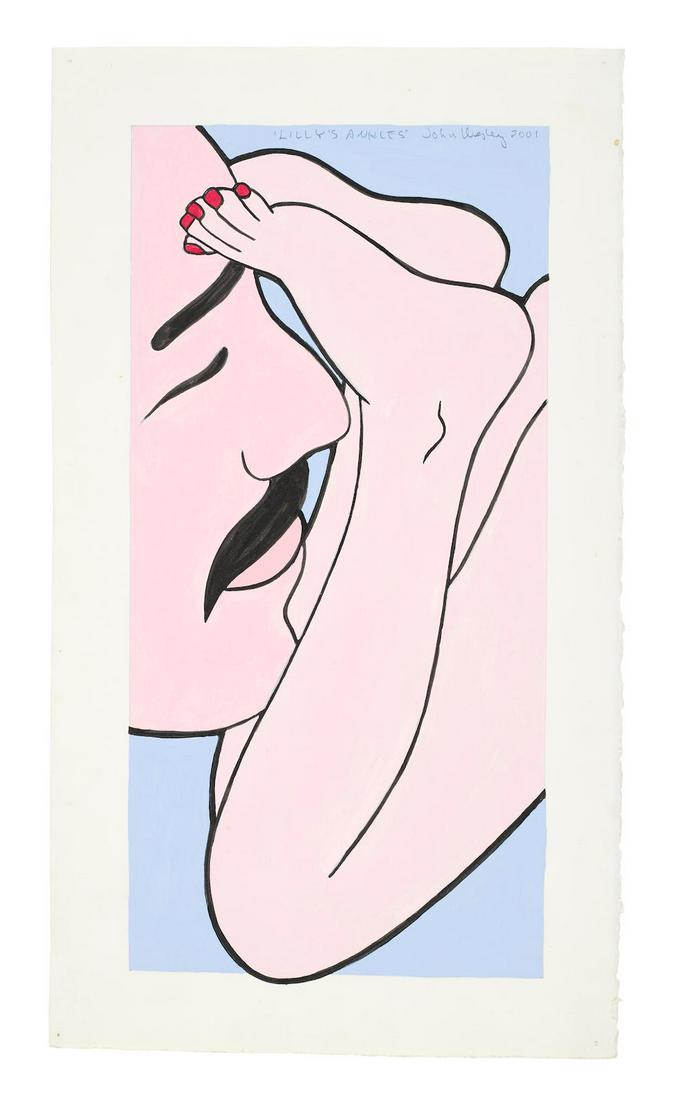 JOHN WESLEY (1928-2022) Lily's Ankles 2001: JOHN WESLEY (1928-2022) Lily's Ankles 2001 signed, titled and dated 2001 gouache on paper 15 3/4 by 9 in. 39.4 by 23 cm. Footnotes: Provenance Fredericks & Freiser, New York Acquired directly from the