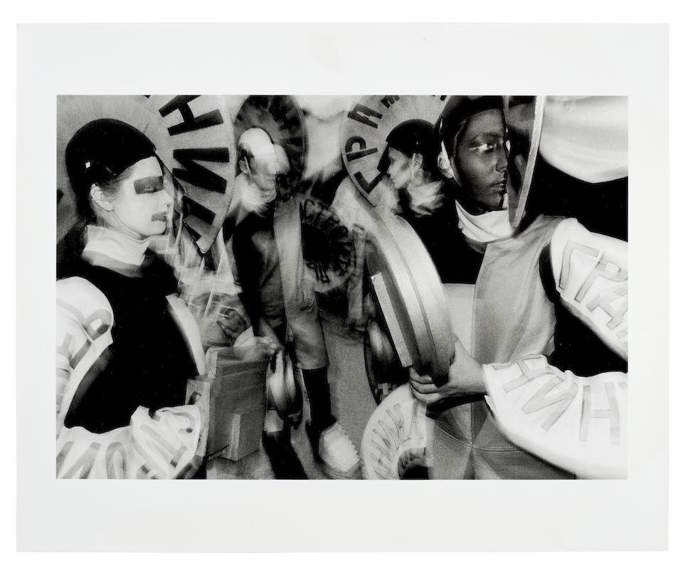 WILLIAM KLEIN (B. 1928) Constructivist Dancers, 14 July 1989, Paris 1990: WILLIAM KLEIN (B. 1928) Constructivist Dancers, 14 July 1989, Paris 1990 signed, titled and dated 1990 on the reverse gelatin silver print 13 1/8 by 19 3/4 in. 33.5 by 50 cm. For further information o