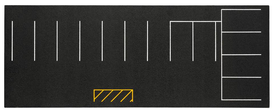 MICHAEL SCOTT (b. 1967) Untitled (Kaminski's Cocktails, Luncheon, Dinner) 1998: MICHAEL SCOTT (b. 1967) Untitled (Kaminski's Cocktails, Luncheon, Dinner) 1998 signed and dated '98 on the reverse acrylic on canvas 17 1/4 by 44 1/8 in. 43.8 by 113.8 cm. For further information on t