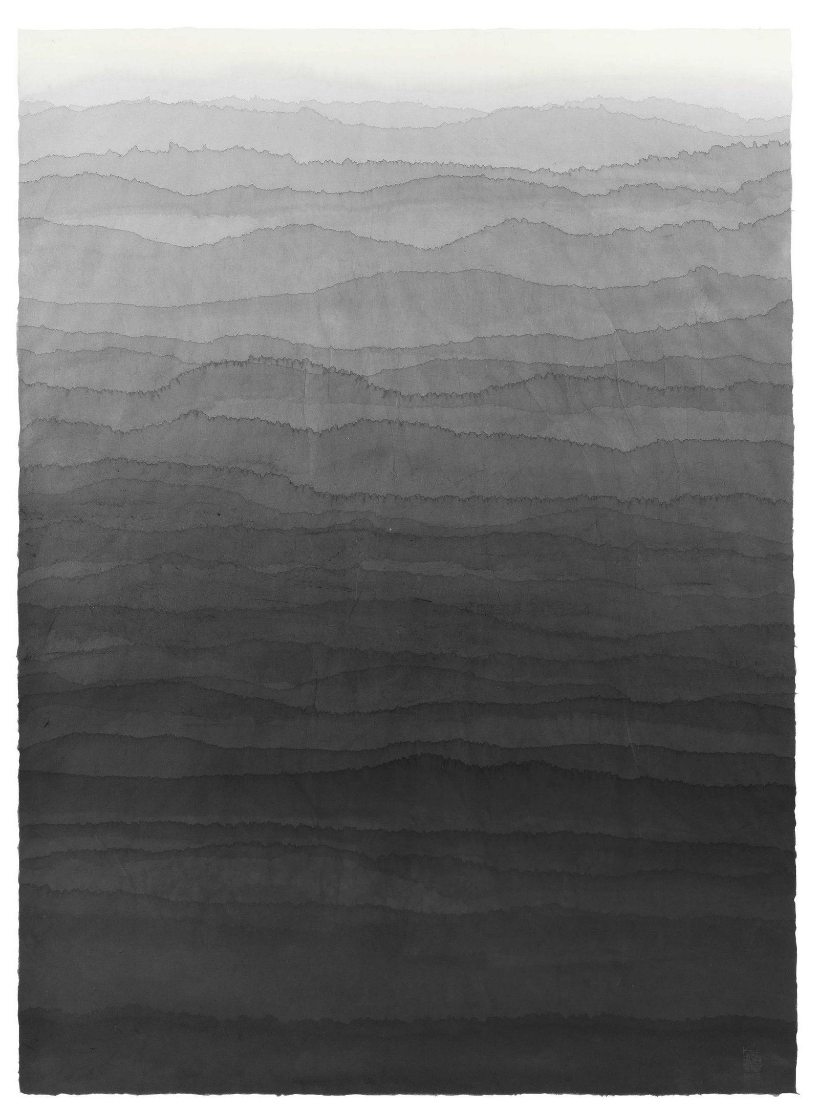 MINJUNG KIM (B. 1962) Mountain 2008: MINJUNG KIM (B. 1962) Mountain 2008 signed, stamped with the artist's stamp and dated 2008 ink on mulberry Hanji paper 141 by 101 cm. 55 1/2 by 39 3/4 in. Footnotes: Provenance<