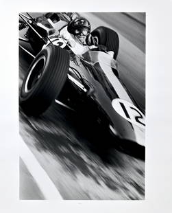 Patrick Lichfield (British, 1939-2005); 'Jim Clarke During The Monaco Grand Prix, 10th May 1964',: Patrick Lichfield (British, 1939-2005); 'Jim Clarke During The Monaco Grand Prix, 10th May 1964', silver gelatin print, limited edition numbered 12/50, monochrome image depicting Clark at the wheel of