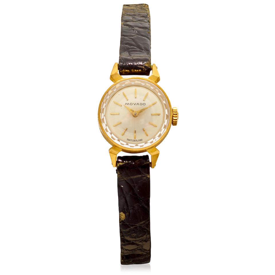 MOVADO. A LADY'S 18K GOLD MANUAL WIND WRISTWATCH WITH ANGLED LUGS Circa 1960 (1 of 1)