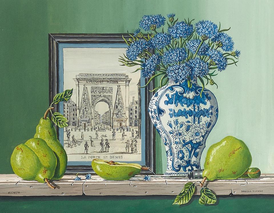 Rogers Turner (American, 20th century) La Porte St. Denis with Cornflowers; Strawberries in a De... (1 of 4)
