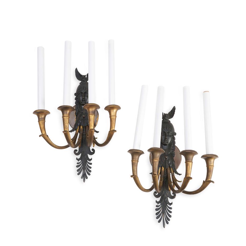 Pair of French Empire-style Patinated Sconces, (1 of 1)