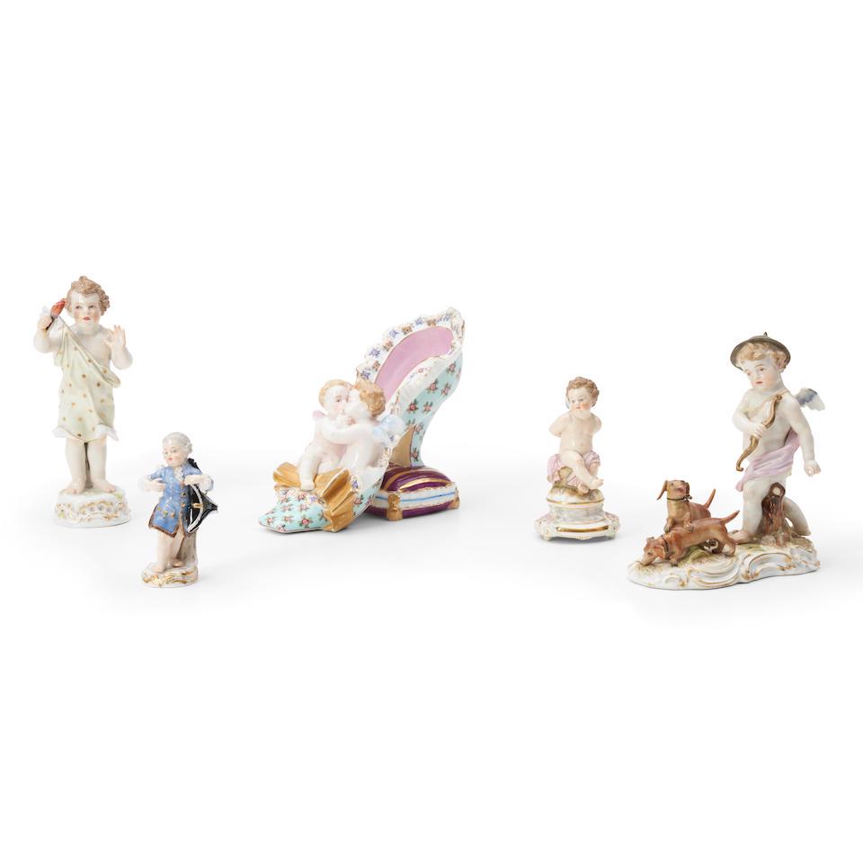 Five Meissen and Meissen-style Porcelain Cupid Figures, Germany, late 19th/early 20th century, (1 of 1)