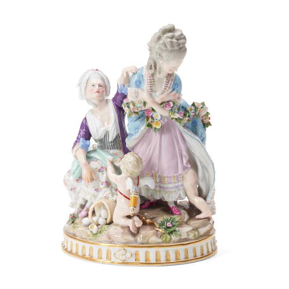 Meissen Porcelain Allegorical Figure Group, Germany, late 19th/early 20th century, (1 of 2)