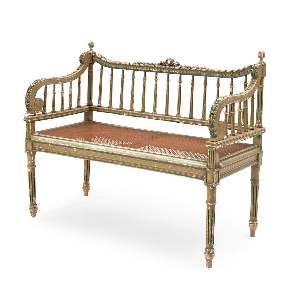 Diminutive Louis XVI Style Painted Settee, French, early 20th century, (1 of 3)