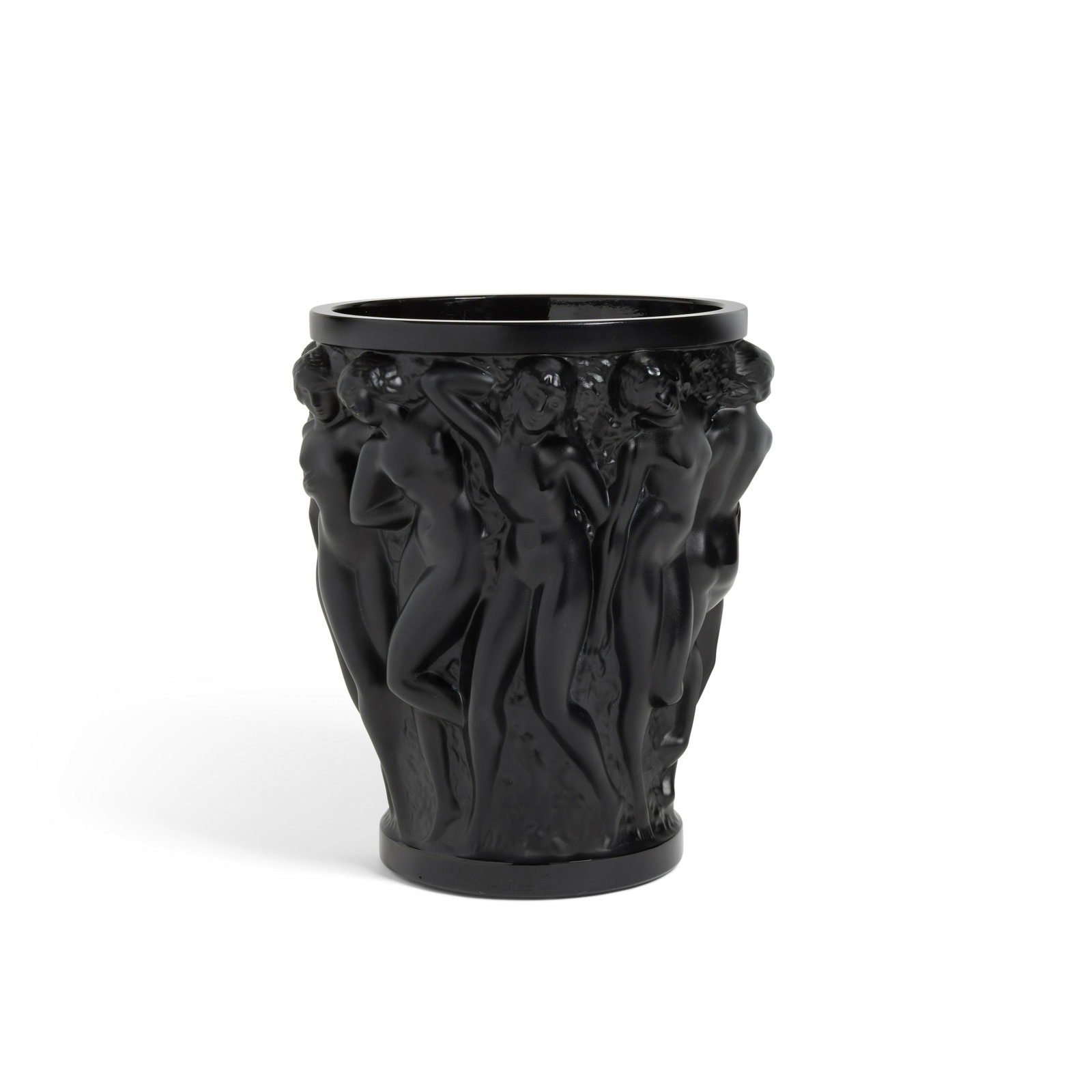 LALIQUE Black Bacchantes VaseMarcilhac 997, designed 1927, executed circa 2015black glass, incis...: LALIQUE Black Bacchantes Vase Marcilhac 997, designed 1927, executed circa 2015 black glass, incised 'Lalique France 887/999', with accompanying certificate of authenticity and box height 9 3/4in (25c