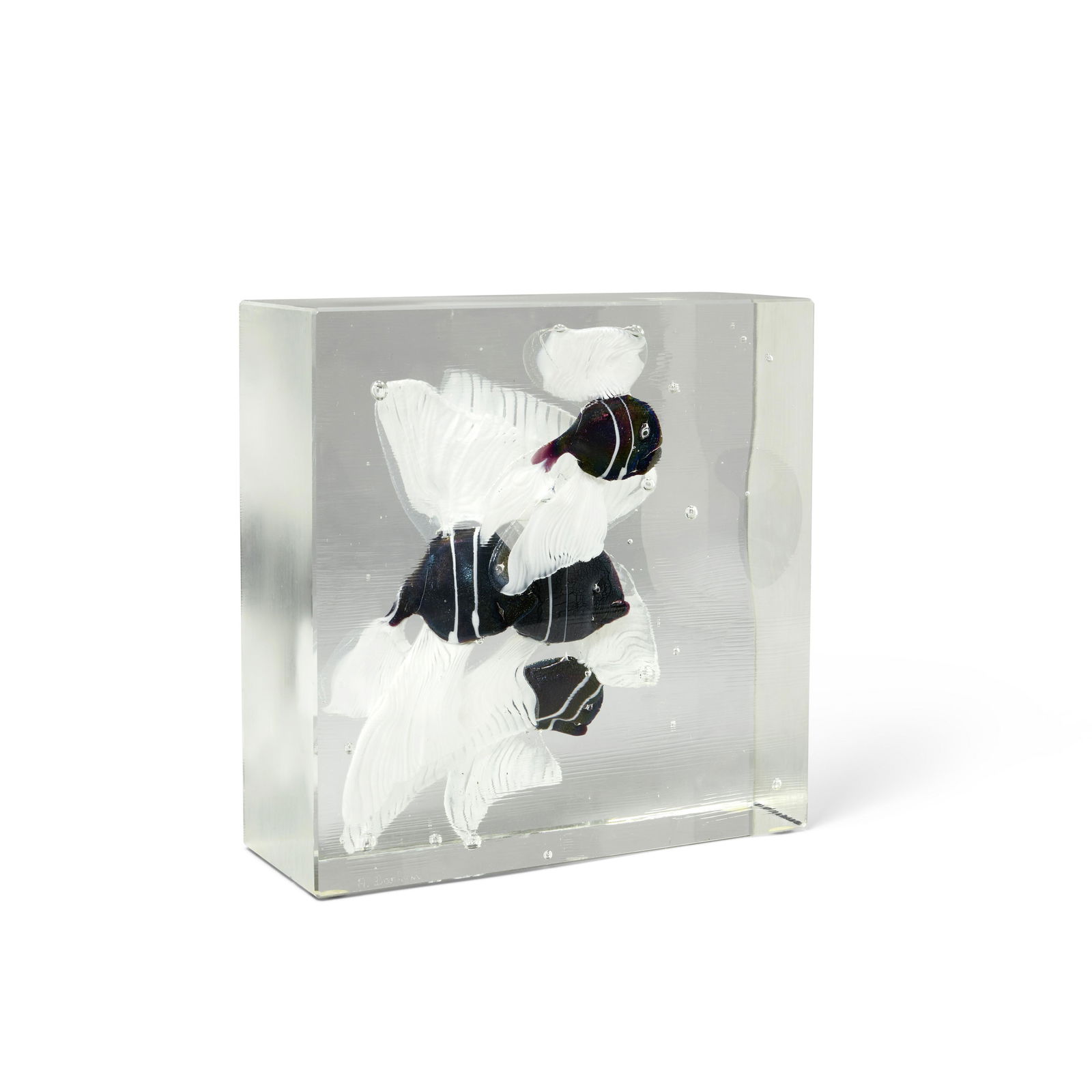 ALFREDO BARBINI (1912-2007) Aquarium Sculpture with Three Fishcirca 1950-70internally decorated ... (1 of 2)