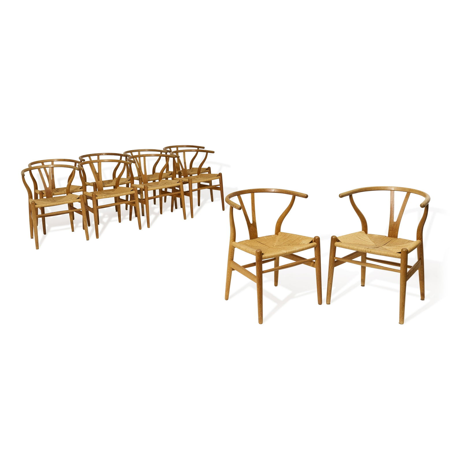 HANS J. WEGNER (1914-2007) Set of Ten Wishbone Chairsdesigned 1950, executed 1976for Carl Hansen... (1 of 2)