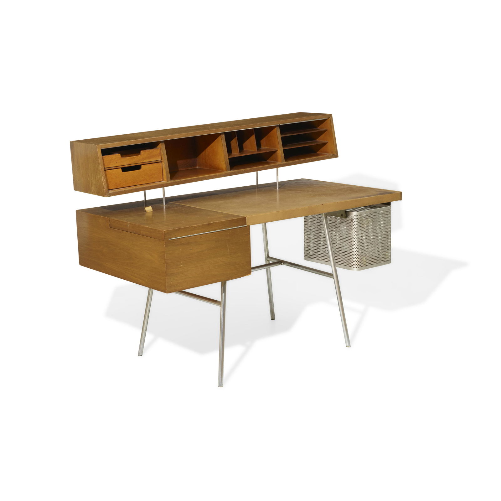 GEORGE NELSON (1908-1986) Home Deskcirca 1946model no. 4658, for Herman Miller, walnut, steel, a... (1 of 2)