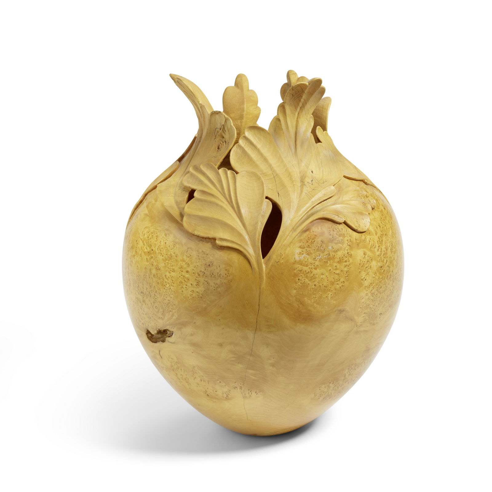 RON FLEMING (1937-2021) Untitled (Floral Vessel)box elder burl, signed 'Ron Fleming' on undersid... (1 of 2)