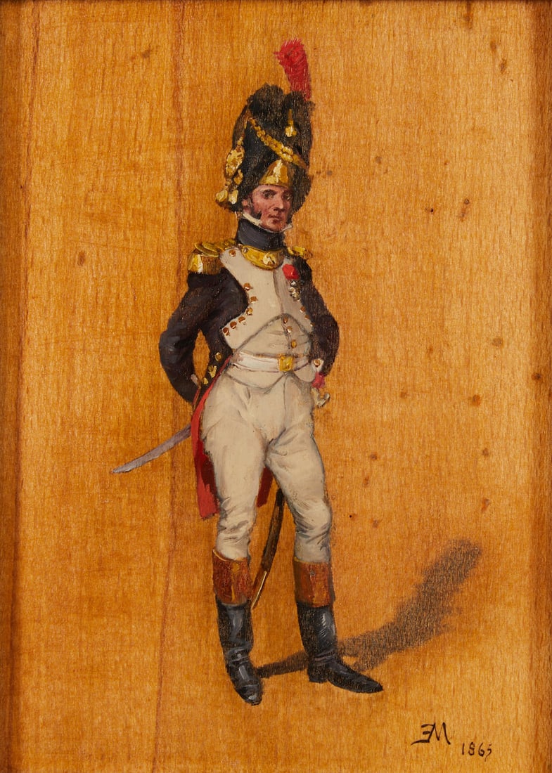 Jean Louis Ernest Meissonier (French, 1815-1891) Portrait of a Soldier framed 40.0 x 34.0 x 5.0 ... (1 of 4)