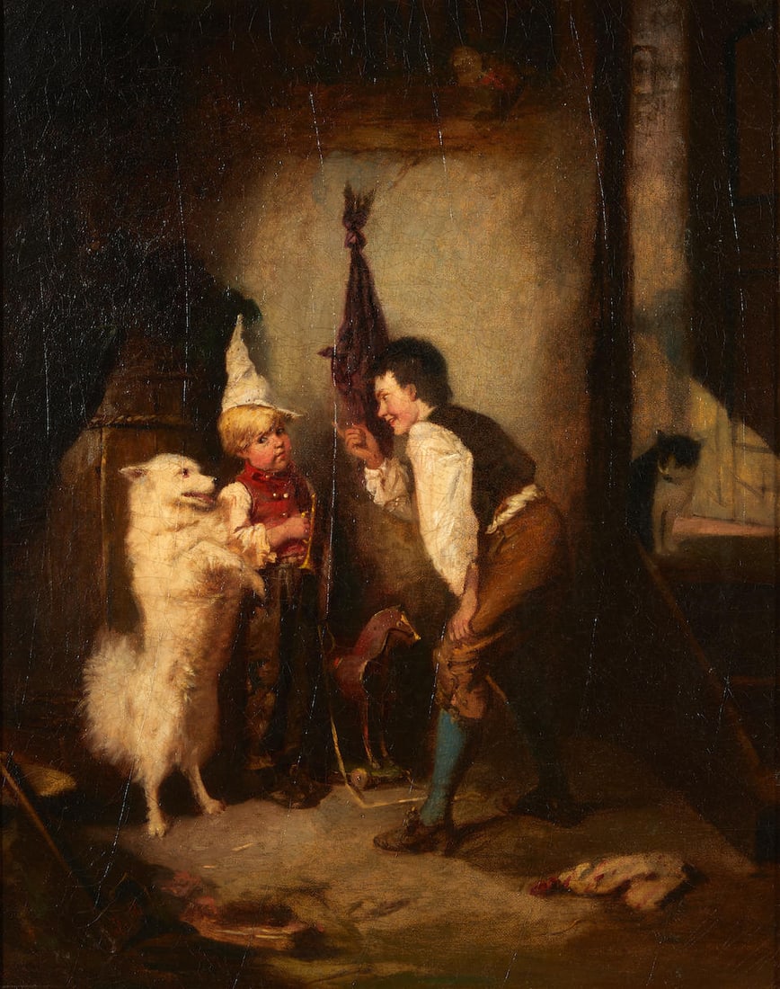 Continental School (19th Century) A Dog and Pony Show framed 62.5 x 52.7 x 7.0 cm (24 3/4 x 20 3... (1 of 3)