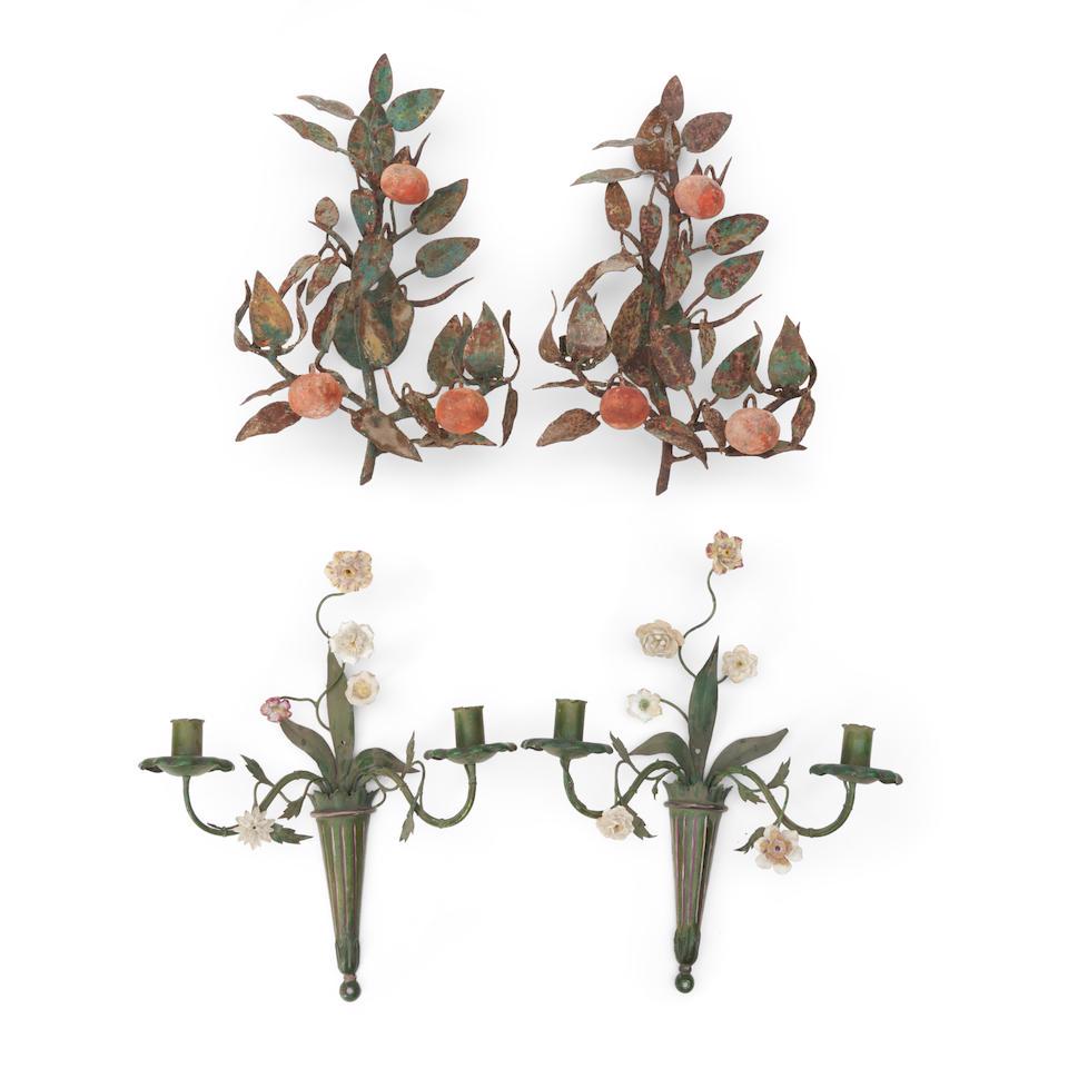 Two Pairs of Painted Metal Wall Sconces (1 of 1)