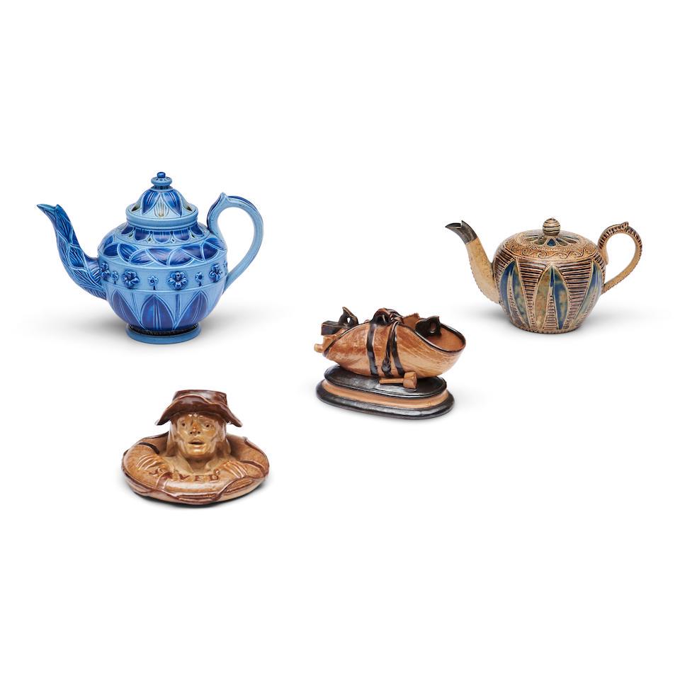 Four Doulton Lambeth Stoneware Items England, Late 19th Century, Auction