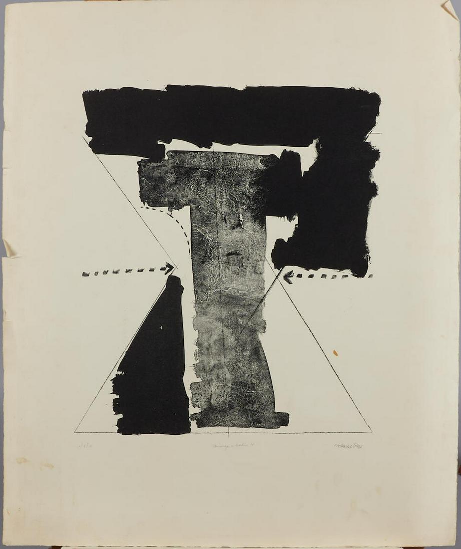 Armando Morales (Nicaraguan, 1927-2011) Three Prints: Homage a Berlin IV (two) and Homage a Berl...: Armando Morales (Nicaraguan, 1927-2011) Three Prints: Homage a Berlin IV (two) and Homage a Berlin I each signed and dated 'MORALES /1965' (in pencil, lower right), each titled (in pencil, lower cente