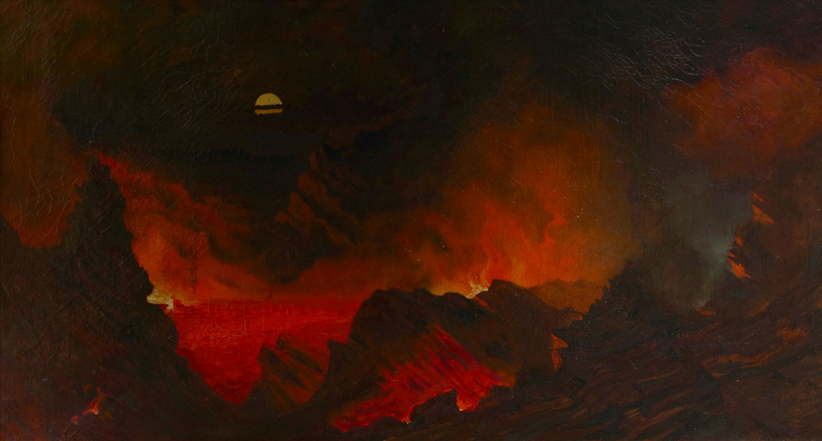 Follower of Jules Tavernier (1844-1889) Kīlauea by Moonlight 19 3/4 x 36 in. (50.2 x 91.4 cm) (1 of 3)