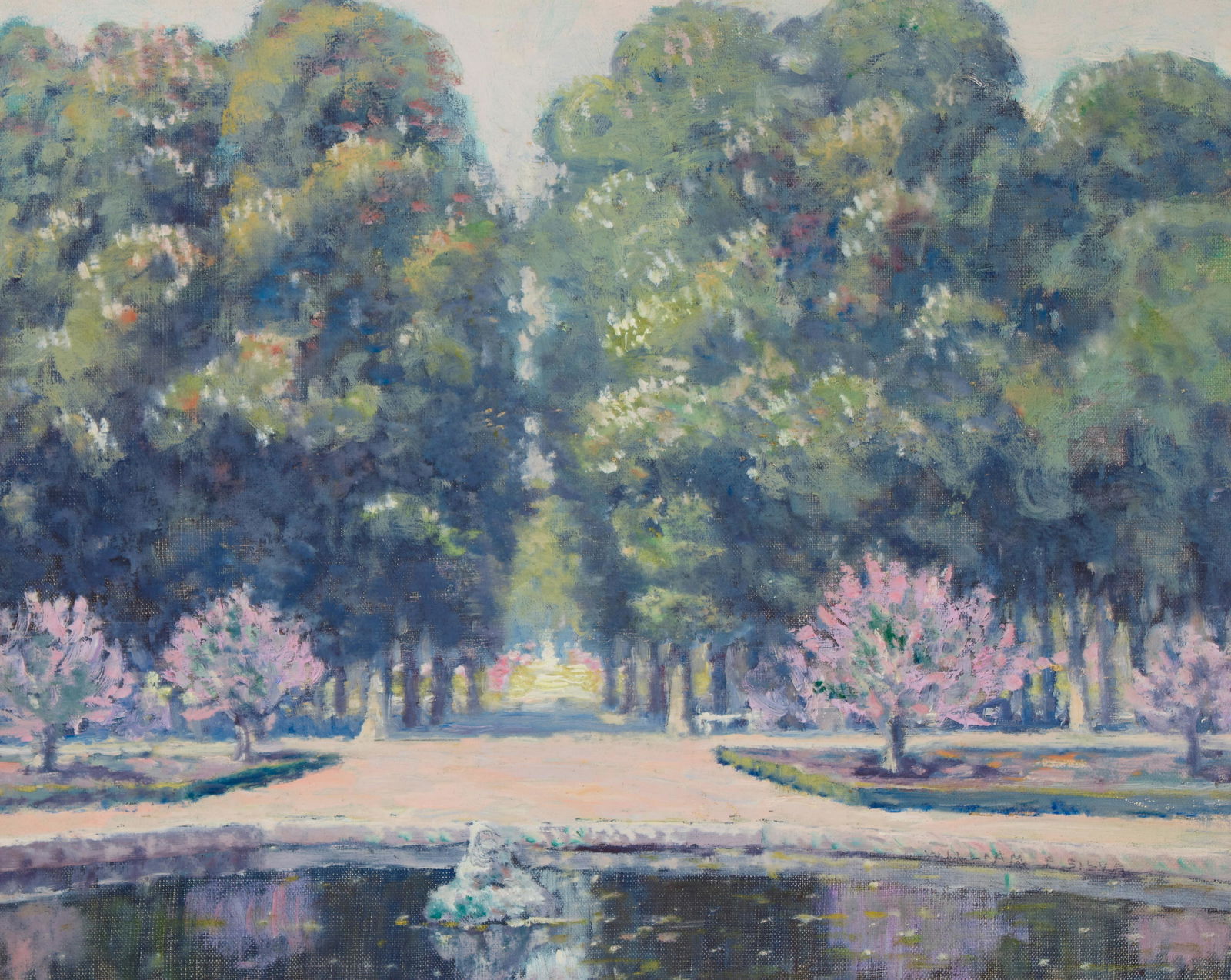 William Posey Silva (1859-1948) The Lilac Garden at Versailles, France 16 x 20 in.  framed 20 1/... (1 of 3)