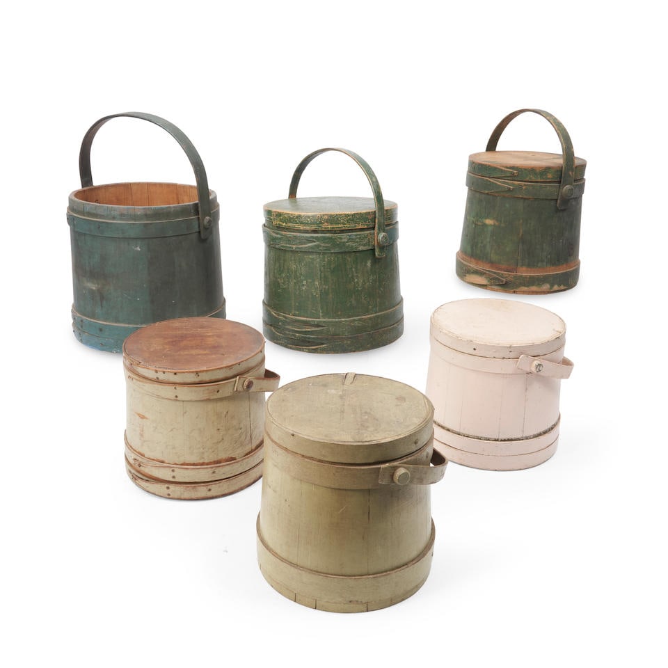 Six Painted Firkins, New England, 19th and 20th century. (1 of 2)