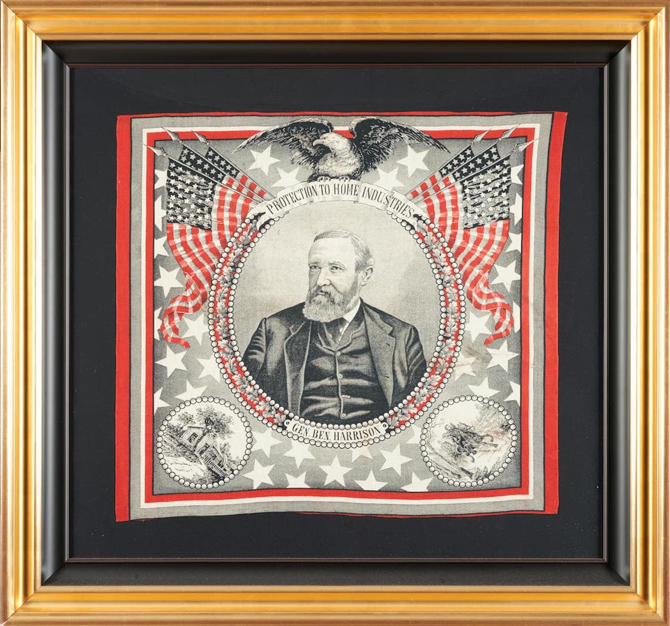 General Benjamin Harrison Kerchief from the 1892 Presidential Campaign, America, c. 1892. (1 of 1)