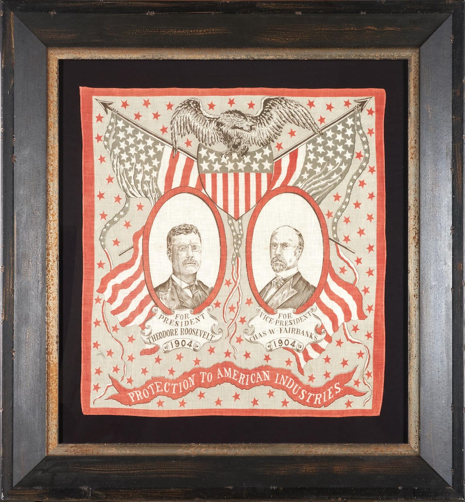 Jugate Portrait Kerchief from the 1904 Presidential Campaign of Theodore Roosevelt and Charles W... (1 of 1)
