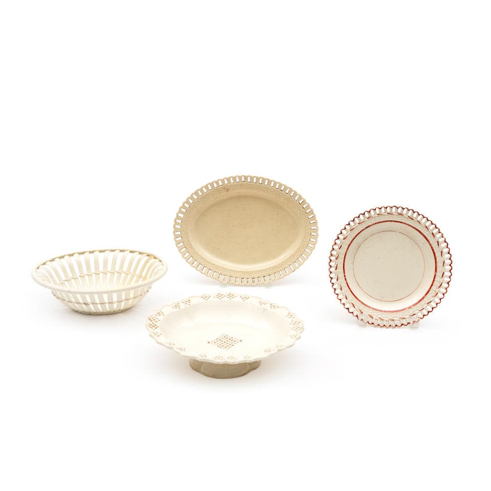 Four Reticulated Creamware Dishes, England, 19th century. (1 of 1)