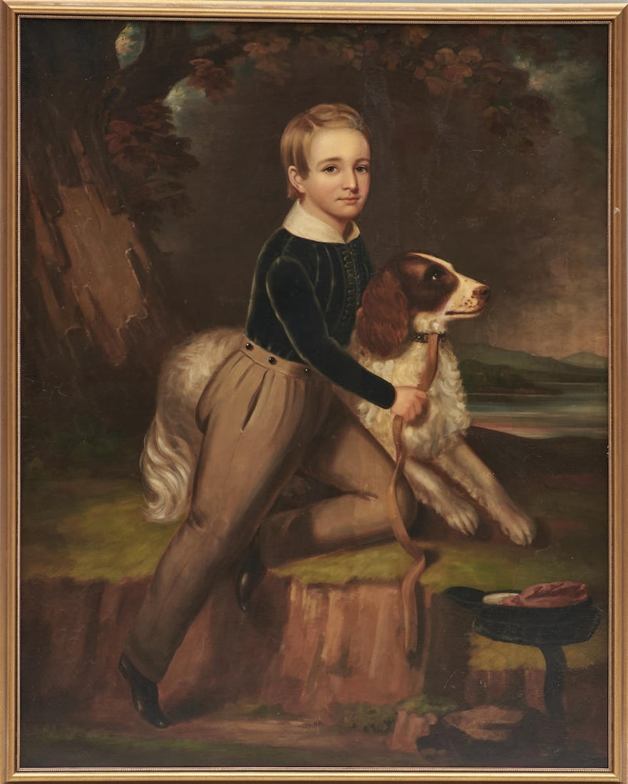 American School, Mid-19th Century. Portrait of Young Blackwell, Son of a Miller, Maine. Canvas, ... (1 of 3)