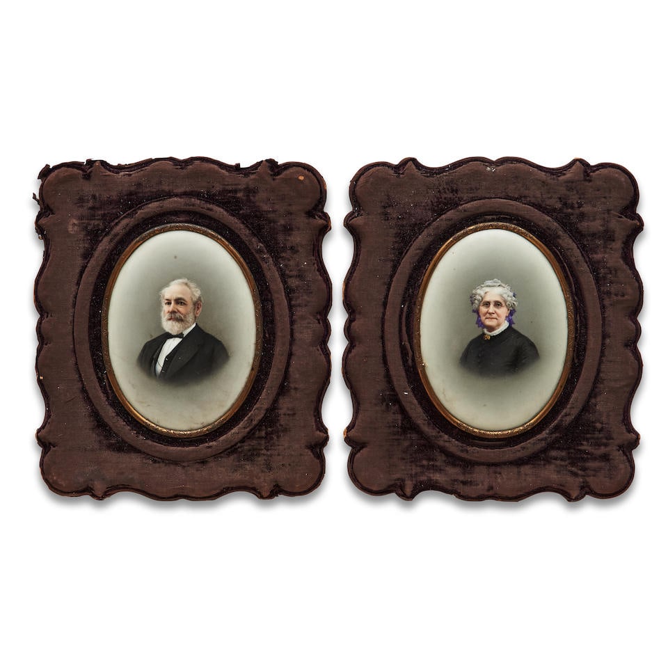 Pair Of Porcelain Portrait Plaques Of Benjamin And Caroline Newhall Of