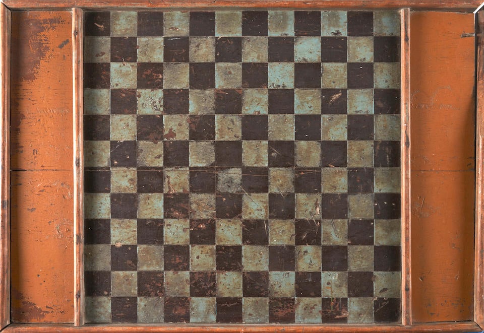 Painted Checkerboard, America, early 20th century. (1 of 2)