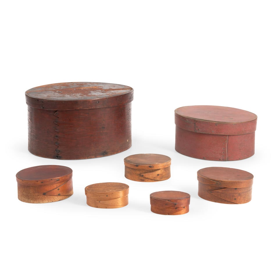 Seven Oval Pantry Boxes, New England, 19th/20th century. (1 of 1)