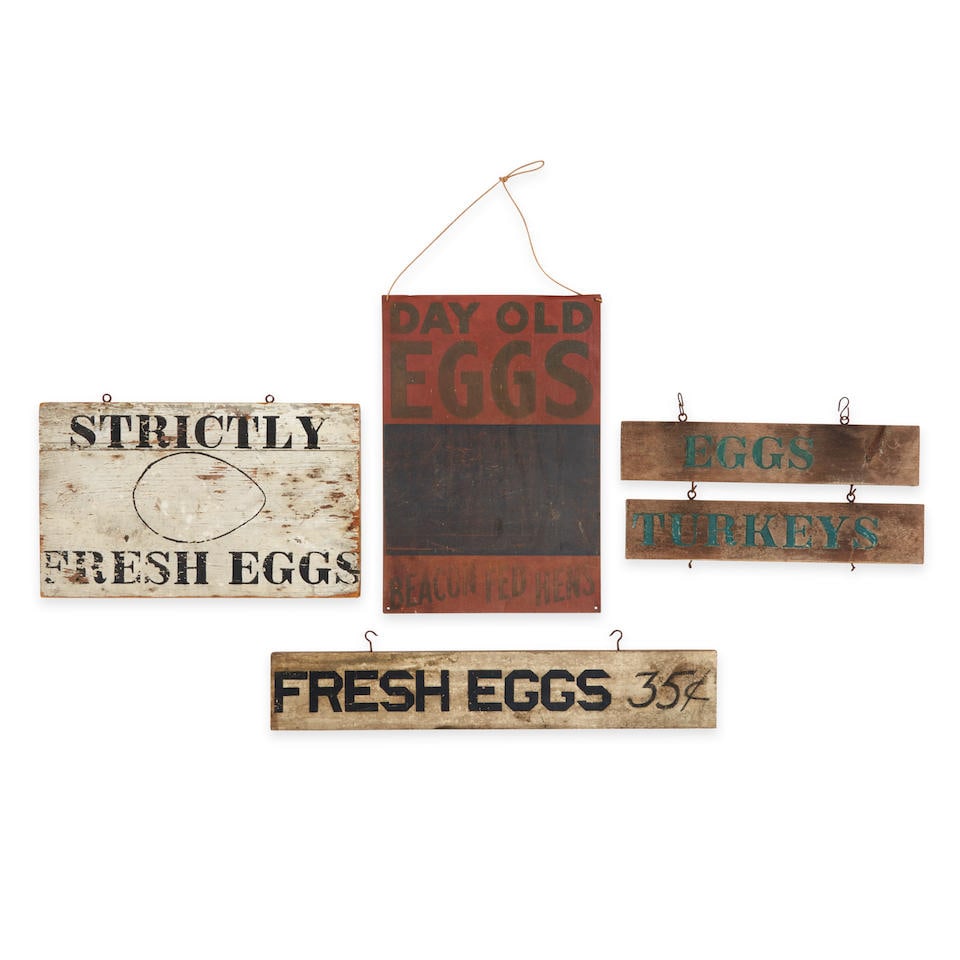 Four Vintage 'Eggs' Signs, America, 19th/20th century. (1 of 2)