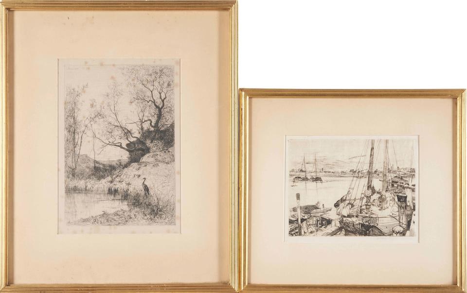 Set of Three 19th Century Etchings One etching by Charles Francois Daubigny (French, 1817-1878) ... (1 of 4)