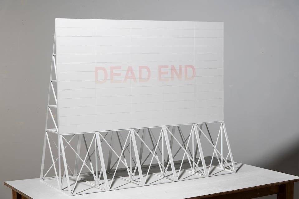 Callum Morton (born 1965) Monument #5 - Dead End, 2006 93.0 x 110.0 x 45.5cm (table 75.0 x 90.0 ...: Callum Morton (born 1965) Monument #5 - Dead End, 2006 wood and synthetic polymer paint sculpture on table, unique 93.0 x 110.0 x 45.5cm (table 75.0 x 90.0 x 180.0cm) Footnotes: PROVENANCE Anna Schwar