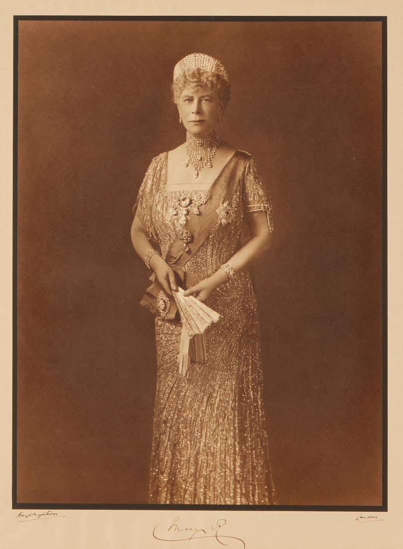 MAMMOTH PHOTOGRAPH OF QUEEN MARY. Photograph Signed ('Mary R'), mammoth gelatin silver print por... (1 of 2)