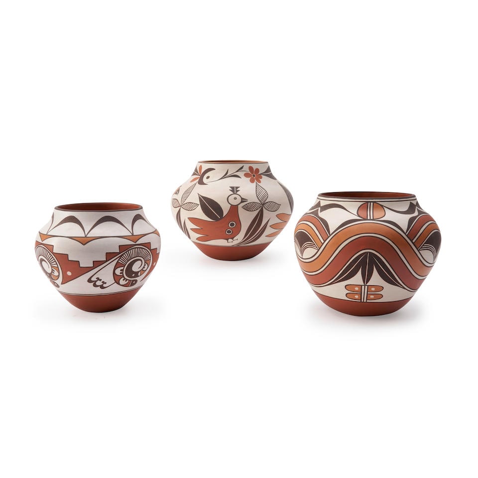 Three G Sratyu'we Paquin pottery jars Gladys Sratyu'we Paquin, (Laguna Pueblo, 1936-2020) ht. 9,... (1 of 3)