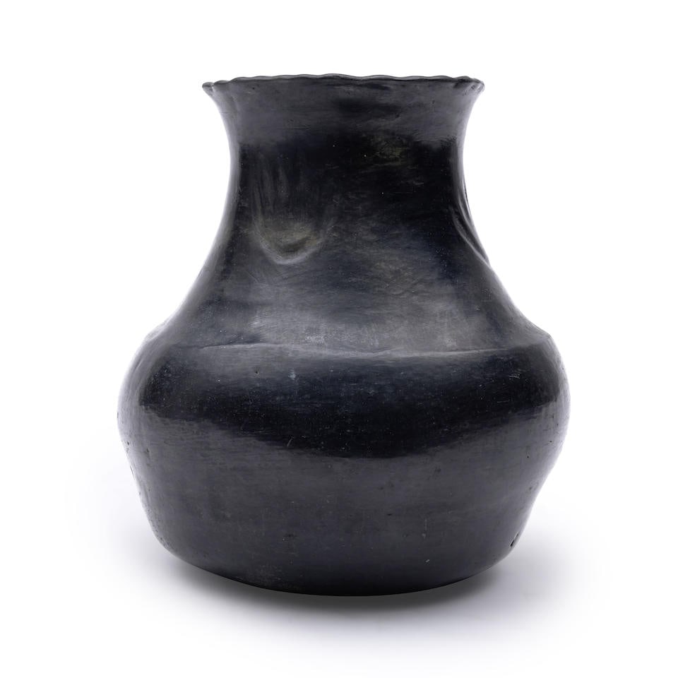 A Santa Clara blackware pot ht. 10 1/4, wd. 9 in. (1 of 2)