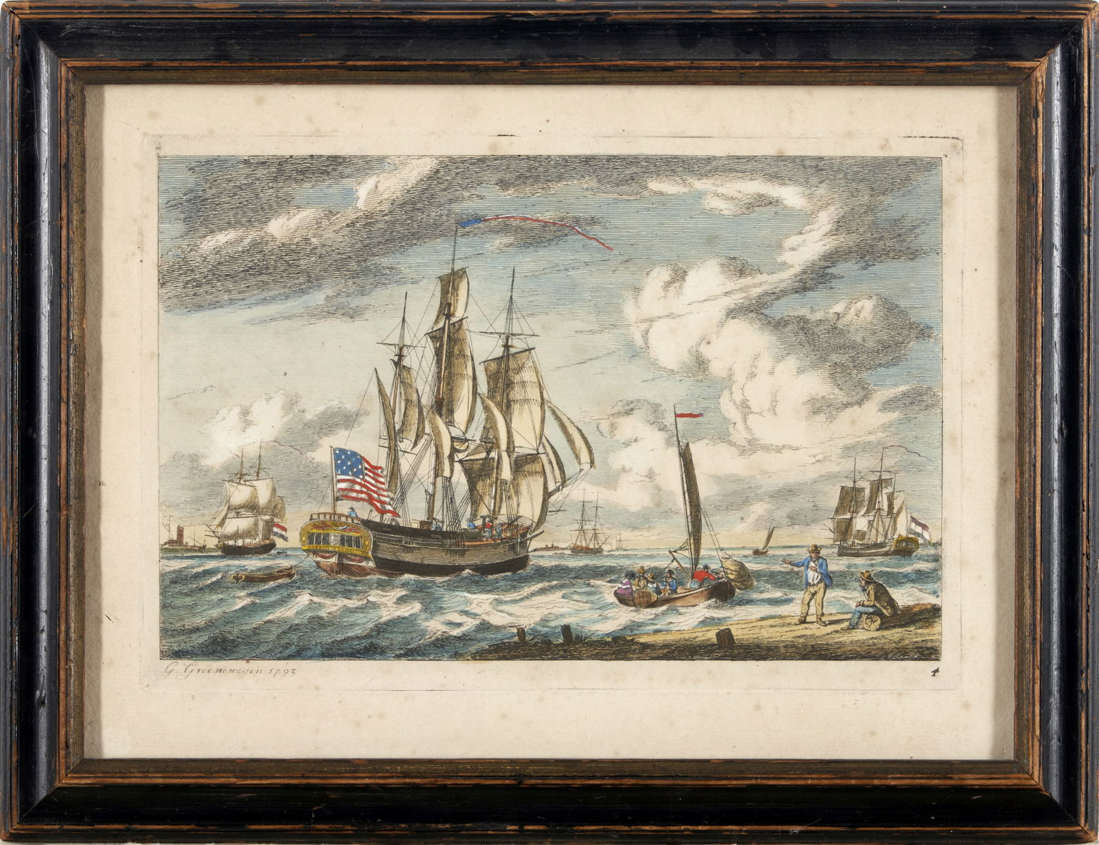 Gerrit Groenewegen (Rotterdam 1754-1826), 1793. 'Harriet' of Georgetown. Plate, ht. 7 1/8, wd. 1... (1 of 1)