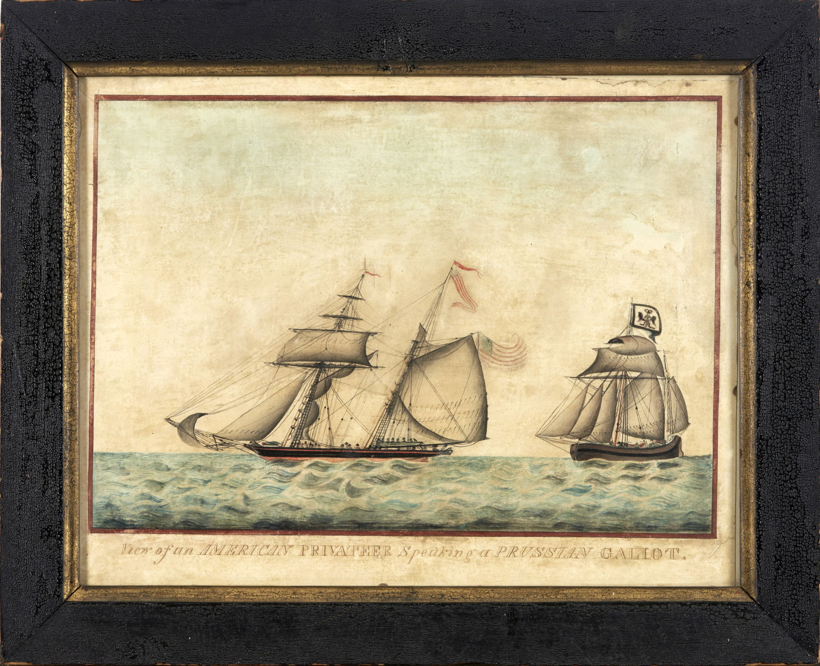 Anglo-American School, 19th Century, c. 1810. View of an American Privateer Speaking a Prussian ... (1 of 1)