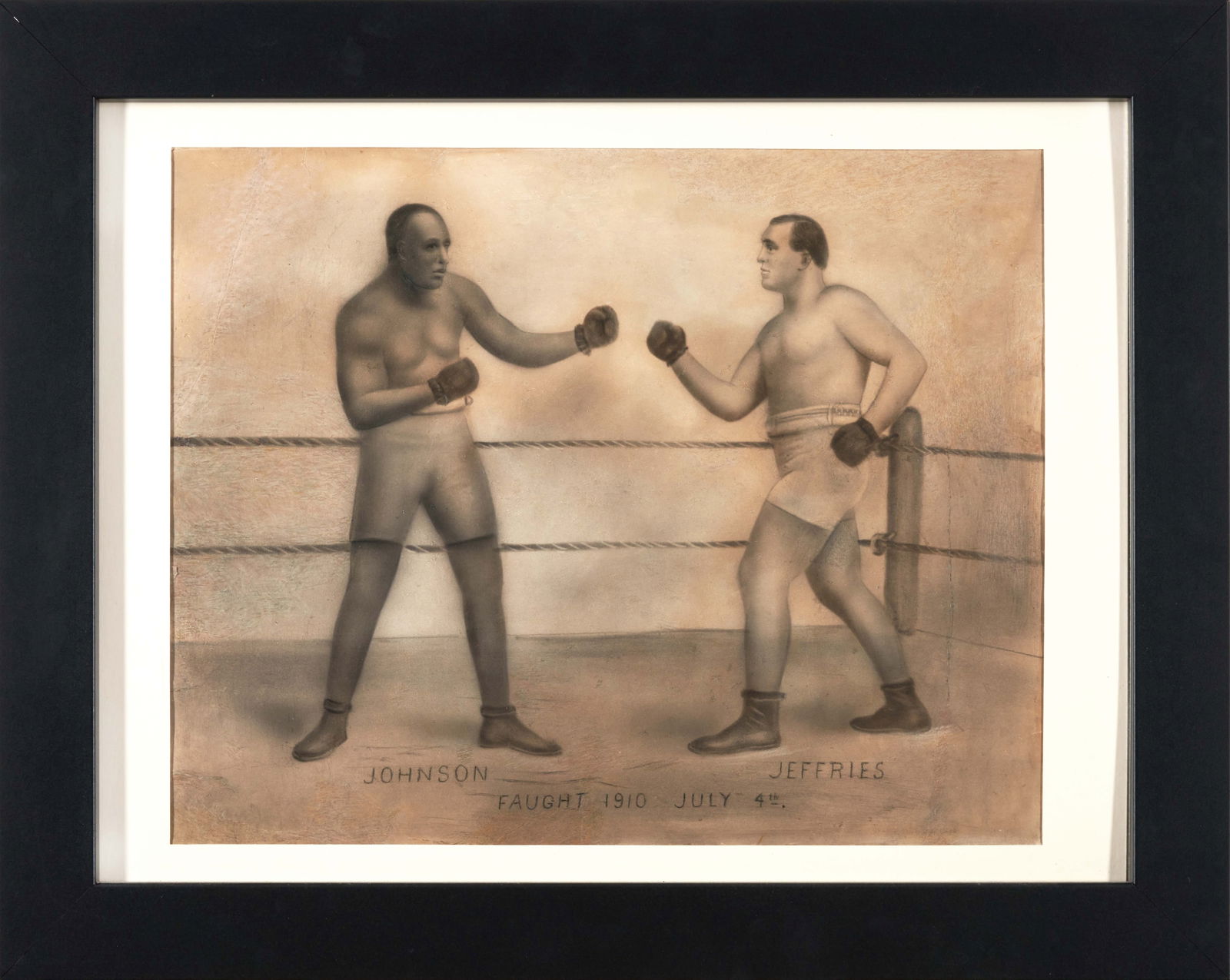 American, 20th Century, c. 1930. Johnson-Jeffries Prize Fight, 4 July 1910. Sight, ht. 15 1/2, w... (1 of 1)