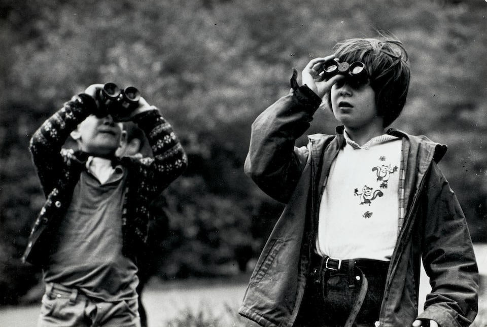 Esther Bubley (1921-1998); Birdwatchers in the Ramble, Central Park, New York City;: Esther Bubley (1921-1998) Birdwatchers in the Ramble, Central Park, New York City, c. 1950s Gelatin silver print, printed later; the photographer's credit stamp on the verso. 7 7/8 x 11 3/4 in. (20 x