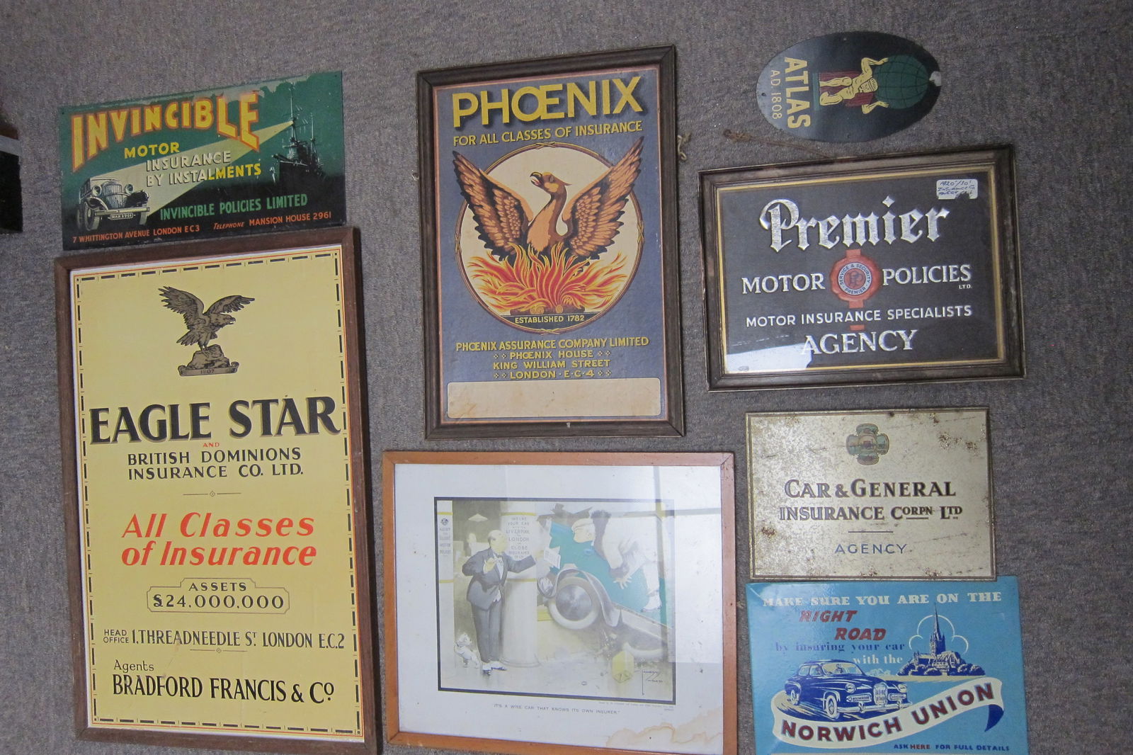 A Quantity Of Insurancerelated Signs And Insignia, ((qty)) Auction